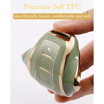 for Ford Key Fob Cover with Keychain, Premium Soft TPU Full Protection Key Fob Case for Ford Fusion Mustang F150 Edge Explorer Lincoln MKZ MKC MKX Smart Remote Key Protector (Size B-Ivory)