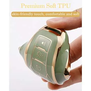 for Ford Key Fob Cover with Keychain, Premium Soft TPU Full Protection Key Fob Case for Ford Fusion Mustang F150 Edge Explorer Lincoln MKZ MKC MKX Smart Remote Key Protector (Size B-Ivory)