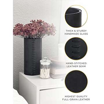 Glimpse & Hollow Black Leather Vase for Modern Decor