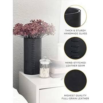 Glimpse & Hollow Black Leather Vase for Modern Decor