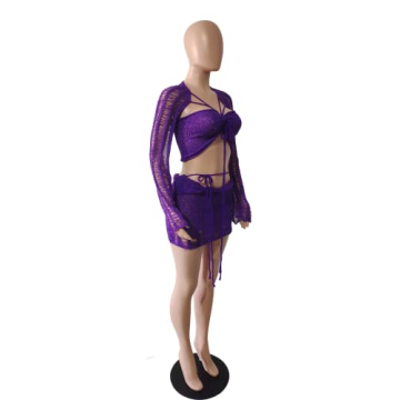 Y2k Sequin Knit Two Piece Outfit Sexy Summer Streetwear