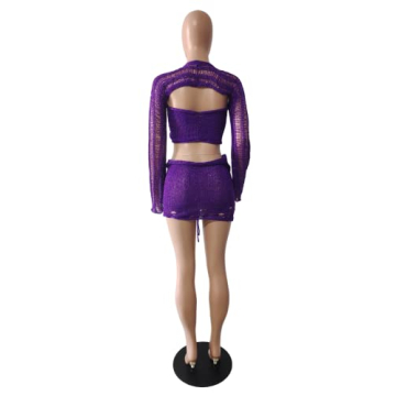 Y2k Sequin Knit Two Piece Outfit Sexy Summer Streetwear