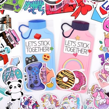 VAINECHAY Stickers Valentines Cards for Kids - 48 Sets Valentine's Day Gifts Classroom Exchange for ...