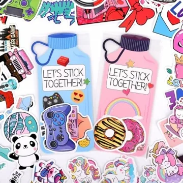 VAINECHAY Stickers Valentines Cards for Kids - 48 Sets Valentine's Day Gifts Classroom Exchange for ...