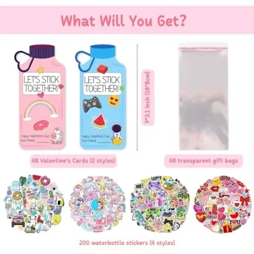 VAINECHAY Valentine's Cards for Kids - 48 Sets Fun Gift Pack