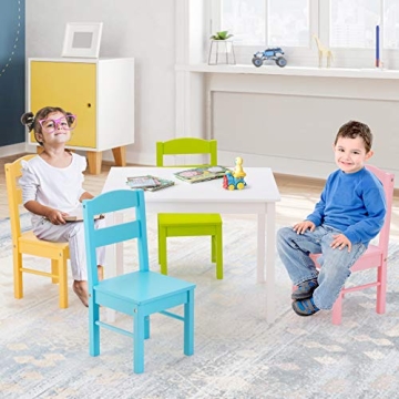 Costzon Kids Wood Activity Table & Chairs Set Pastel