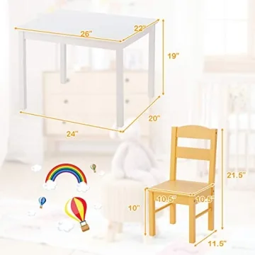 Costzon Kids Wood Activity Table & Chairs Set Pastel