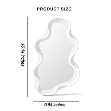 Mokoze Asymmetrical Wall-Mounted Mirror, Creative Unique Decorative Mirrors, Funky Wavy Mirror 16.14...