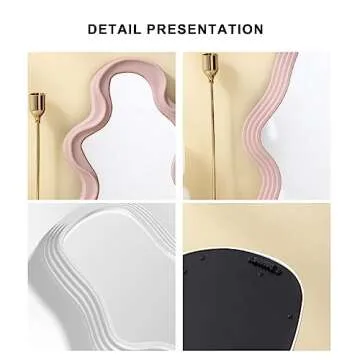 Mokoze Asymmetrical Wall-Mounted Mirror, Creative Unique Decorative Mirrors, Funky Wavy Mirror 16.14"x9.84" Irregular Border White Mirror for Bathroom Living Room Decoration