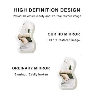 Mokoze Asymmetrical Wall-Mounted Mirror, Creative Unique Decorative Mirrors, Funky Wavy Mirror 16.14"x9.84" Irregular Border White Mirror for Bathroom Living Room Decoration