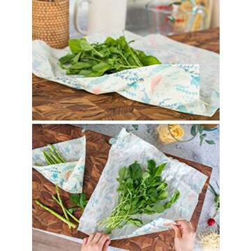 VIVIBLU Beeswax Food Wrap Set – Eco-friendly Reusable Food Wraps Keep Food Fresh Longer without Plastic – Includes 1 Small, 1 Medium and 1 Large (3 Pieces)