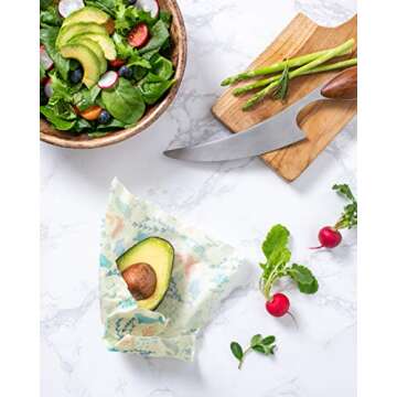 VIVIBLU Beeswax Food Wrap Set – Eco-friendly Reusable Food Wraps Keep Food Fresh Longer without Plastic – Includes 1 Small, 1 Medium and 1 Large (3 Pieces)