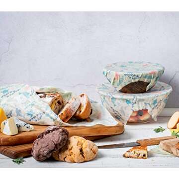 VIVIBLU Beeswax Food Wrap Set – Eco-friendly Reusable Food Wraps Keep Food Fresh Longer without Plastic – Includes 1 Small, 1 Medium and 1 Large (3 Pieces)