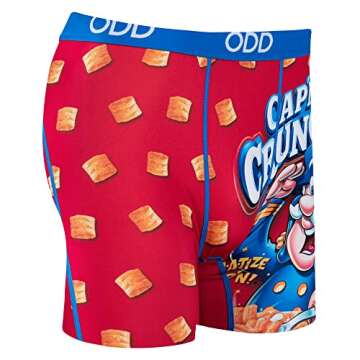 Odd Sox Captain Crunch Cereal Boxer Brief for Men, Fun Cool Breakfast Character Print, M