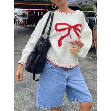 Alyweatry Women Coquette Cute Bow Sweater | Cozy & Stylish