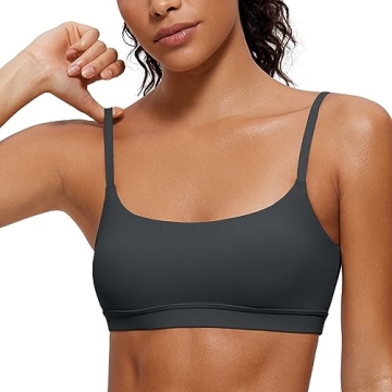 CRZ YOGA Women’s Butterluxe Adjustable Spaghetti Strap Sports Bra - Comfort Meets Style