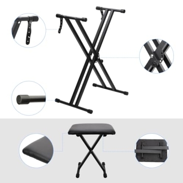 Jdfdexc Keyboard Stand Set - Adjustable & Sturdy for Musicians