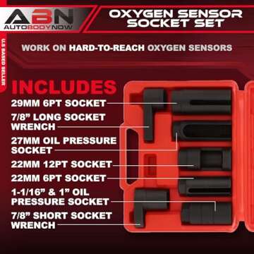 ABN Oxygen 02 Sensor Socket 7-Piece Tool Kit – 22mm (7/8in), 27mm, 29mm – All Vehicle O2 Removal...