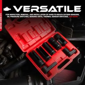 ABN Oxygen 02 Sensor Socket 7-Piece Tool Kit – 22mm (7/8in), 27mm, 29mm – All Vehicle O2 Removal and Installation