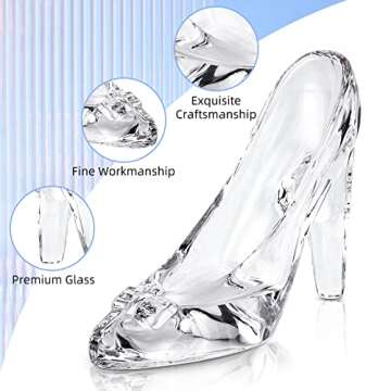 SHOWLOUE Cinderella Shoe Decor, Crystal High Heels Shoes Ornaments Glass Slipper Decoration Gift for...