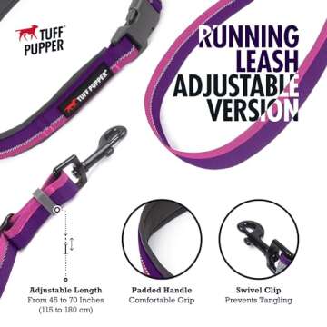 Tuff Pupper Hands Free Adjustable Length Dog Leash | Lightweight for Running Jogging Walking | Padde...