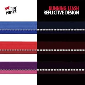 Tuff Pupper Hands Free Adjustable Length Dog Leash | Lightweight for Running Jogging Walking | Padded Waist Belt (24-50 inch) | Adjusts 3 to 6 Feet Length | Strong Ballistic Nylon w/Reflective Strips