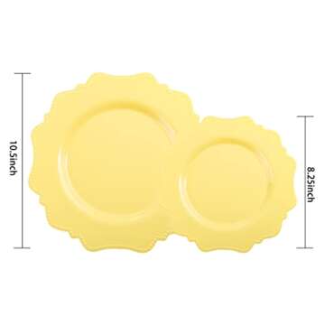 COLOSUS 60Pcs Lemon Yellow Plastic Plates for Parties