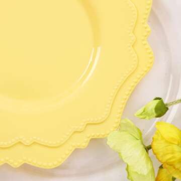 COLOSUS 60Pcs Lemon Yellow Plastic Plates for Parties