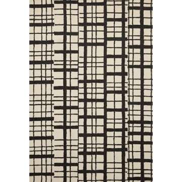 Loloi Chris Loves Julia Polly 2'-6" x 7'-6" Runner Rug in Black/Ivory - Large Neutral Area Rug, Uniq...
