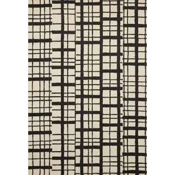 Loloi Chris Loves Julia Polly 2'-6" x 7'-6" Runner Rug in Black/Ivory - Large Neutral Area Rug, Uniq...