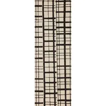 Loloi Chris Loves Julia Polly 2'-6" x 7'-6" Runner Rug in Black/Ivory - Large Neutral Area Rug, Unique Patterned Rug for Living Room, Bedroom, Dining Area, Home Office