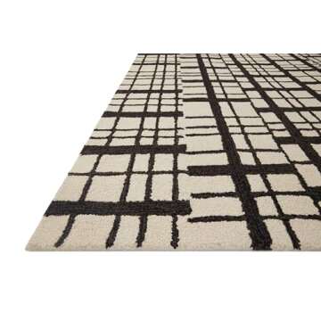Loloi Chris Loves Julia Polly 2'-6" x 7'-6" Runner Rug in Black/Ivory - Large Neutral Area Rug, Unique Patterned Rug for Living Room, Bedroom, Dining Area, Home Office