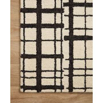 Loloi Chris Loves Julia Polly 2'-6" x 7'-6" Runner Rug in Black/Ivory - Large Neutral Area Rug, Unique Patterned Rug for Living Room, Bedroom, Dining Area, Home Office