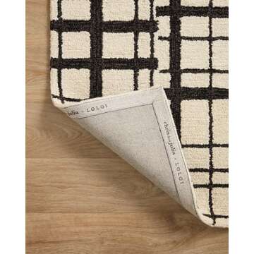 Loloi Chris Loves Julia Polly 2'-6" x 7'-6" Runner Rug in Black/Ivory - Large Neutral Area Rug, Unique Patterned Rug for Living Room, Bedroom, Dining Area, Home Office