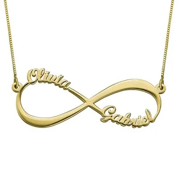 MyNameNecklace Women's Couples Infinity Pendant Necklace - Custom Made in 14K Gold