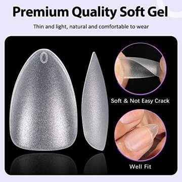 Gel Nail Kit Short Almond - BTArbox Soft Gel Nail Tips and Solid Nail Glue Gel Kit, 300pcs Short Almond Full Matte Fake Nail Tips with Portable Nail Lamp, Acrylic Gel Nail Extension Kit…