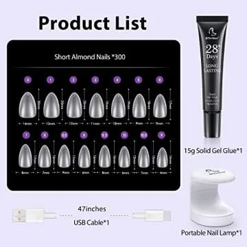 Gel Nail Kit Short Almond - BTArbox Soft Gel Nail Tips and Solid Nail Glue Gel Kit, 300pcs Short Almond Full Matte Fake Nail Tips with Portable Nail Lamp, Acrylic Gel Nail Extension Kit…