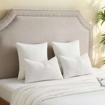 FUTEI 18x18 White Boucle Decorative Pillow Covers Set