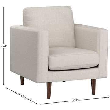 Amazon Brand – Rivet Revolve Modern Upholstered Armchair with Tapered Legs, Linen, 34.6"D x 32.7"W x 35.4"H