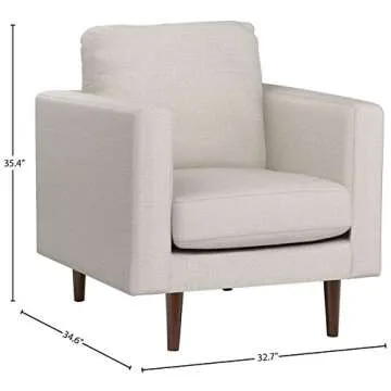 Amazon Brand – Rivet Revolve Modern Upholstered Armchair with Tapered Legs, Linen, 34.6"D x 32.7"W x 35.4"H