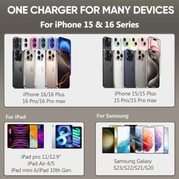 iPhone 15 16 Charger Fast Charging, 10 FT Long USB C Charger Cord with 20W Type C Phone Fast Charging Block for iPhone 16/16 Pro/16 Pro max/16 Plus, iPhone 15/15 pro/15 pro max/15 Plus,iPad,Android