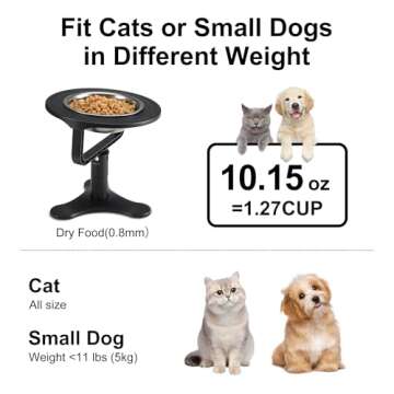 Raised Cat Bowls,Elevated Cat Bowls for Indoor Cats with Height-Adjustable Stand,Non-Slip Stainless ...