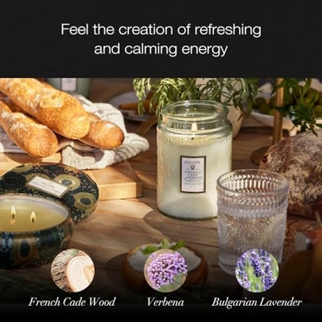 Voluspa French Cade Lavender Candle, 18 oz, Coconut Wax Blend, Scented Candles for Home, 100 Hour Burn Time, Candle Jars