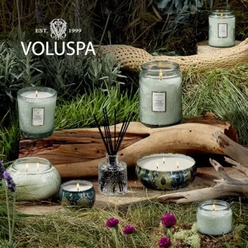 Voluspa French Cade Lavender Candle, 18 oz, Coconut Wax Blend, Scented Candles for Home, 100 Hour Burn Time, Candle Jars