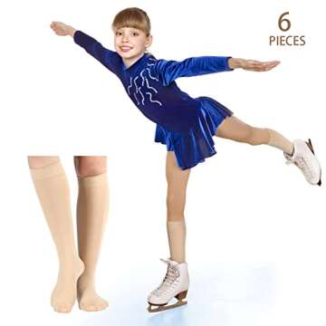 SATINIOR 6 Pairs Ice Skating Socks Roller Skating Socks High Tight Knee Nylon Roller Skate Sock Wome...