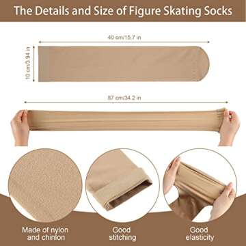 SATINIOR 6 Pairs Ice Skating Socks Roller Skating Socks High Tight Knee Nylon Roller Skate Sock Women Girl(Nude Color)