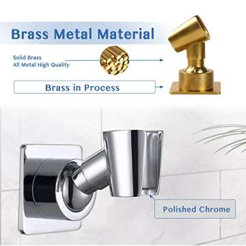 Shower Head Holder Adjustable Handheld Brass Shower Head Bracket Shower Wall Mount Holder Shower Wan...