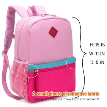 HawLander Preschool Backpack for Toddler Girls, Lightweight Pink School Bag