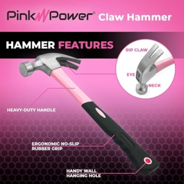 Pink Power 16oz Hammer – Stylish Tool for Women