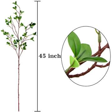 AUSTOR 4 Packs 45" Artificial Ficus Stems Faux Green Stems Ficus Branches Leaf Stem Fake Green Bushe...